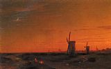 Ivan Constantinovich Aivazovsky Canvas Paintings - Landscape With Windmills